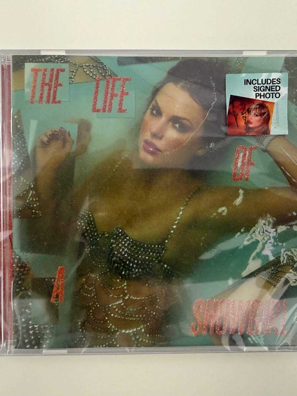 Taylor Swift The Life of a Showgirl CD + Signed Photo — NEW SEALED